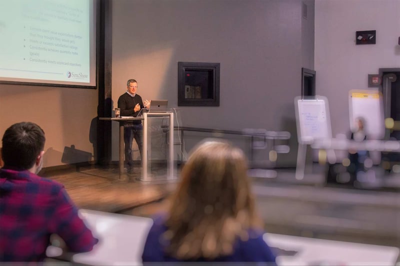 Chris Peer, B2B marketing speaker, conducting a workshop
